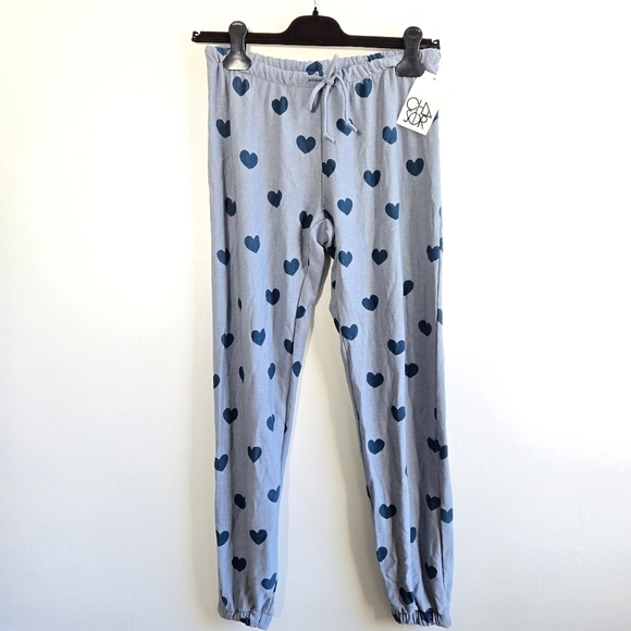 New Chaser Blue Hearts Loungewear Athleisure Sleepwear Jogger Set NWT Small - Picture 9 of 14